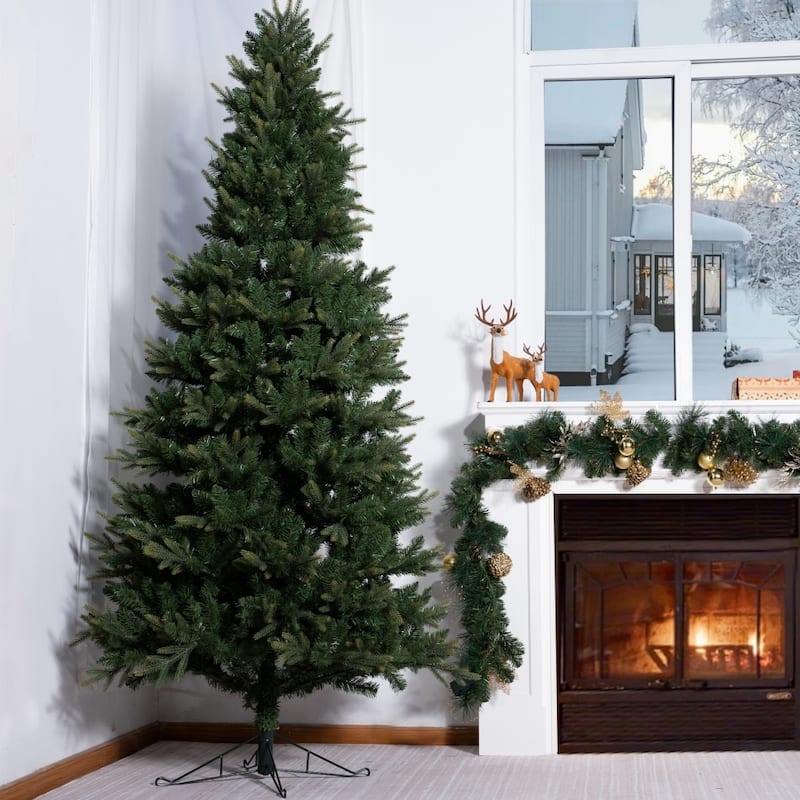 6.5/7.5/8.5FT Slim Green Artificial Christmas Tree with Metal Stand - 8.5 Foot