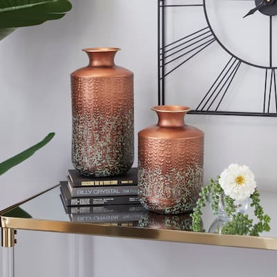 Bronze Metal Farmhouse Vase (Set of 2) - 6 x 6 x 13