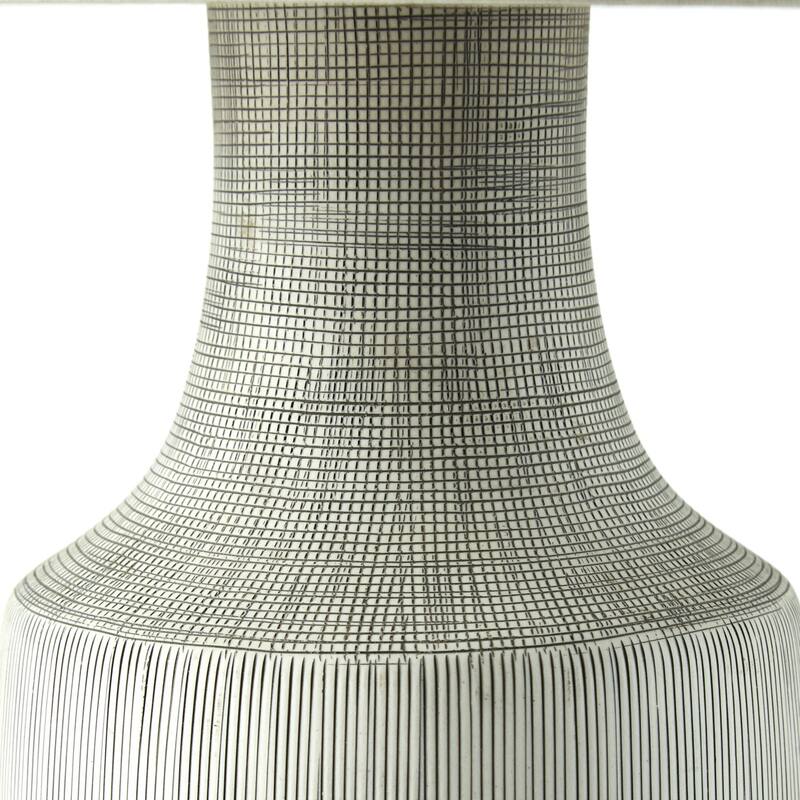 Ophelia Table Lamp-Black & White Grid Porcelain Ceramic