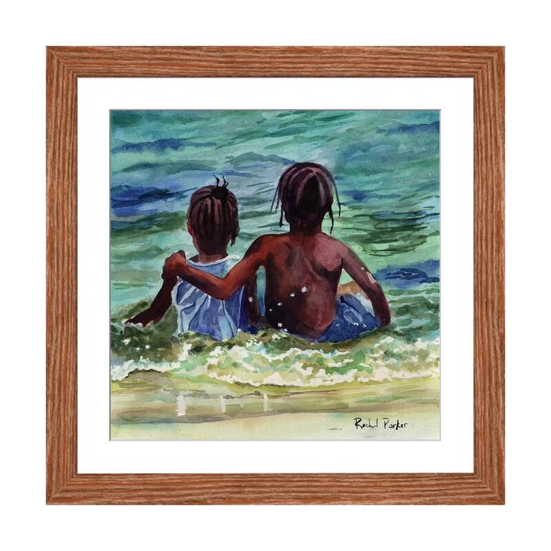 iCanvas "Caribbean Kids" by Rachel Parker - Walnut - 16x16x1