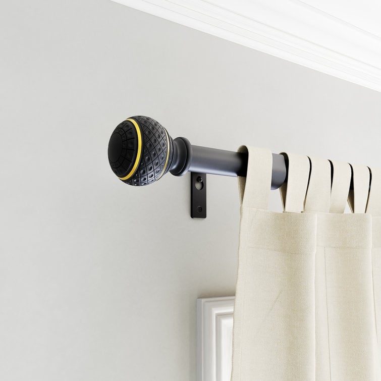 Acroma Adjustable Single Curtain Rod with Globe Ball Finial - 84 to 120 inches