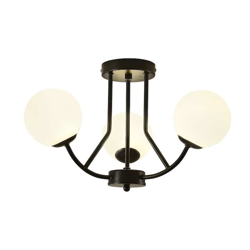 3 - Light 12'' Modern Sputnik Globe Glass Semi Flush Mount Light