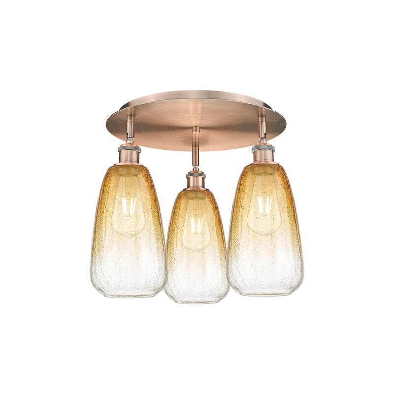 Innovations Lighting Endless Possibilities Ballston - Brookhaven Almond - 3 Light 18" Flush Mount - Antique Copper/Amber