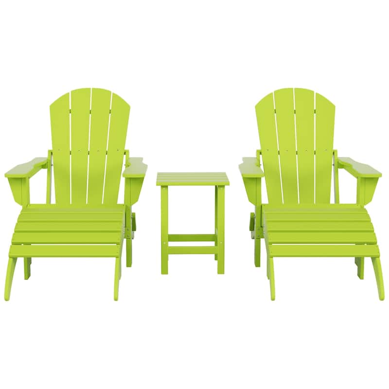 Polytrends Laguna Hdpe All Weather Outdoor Patio Foldable Adirondack Chairs Conversation Set (5-Piece Set)