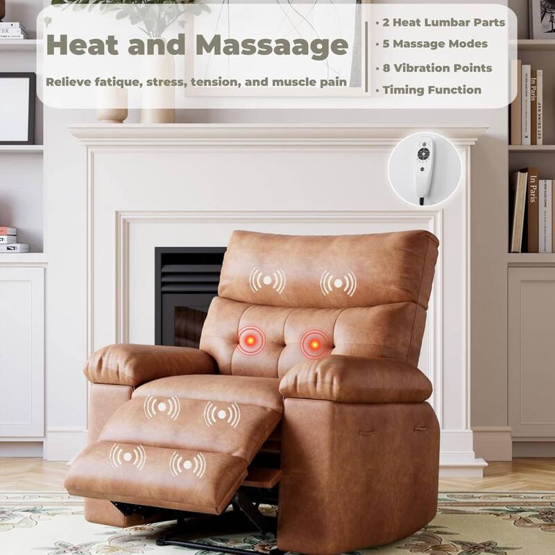 Oversized PU Leather Massage Recliner Sofa Chair for Living Room and Bedroom