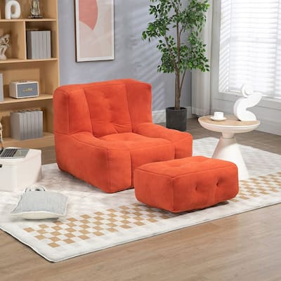 Fluffy Comfort Lounger Bean Bag Chair with Memory Foam and Ottoman
