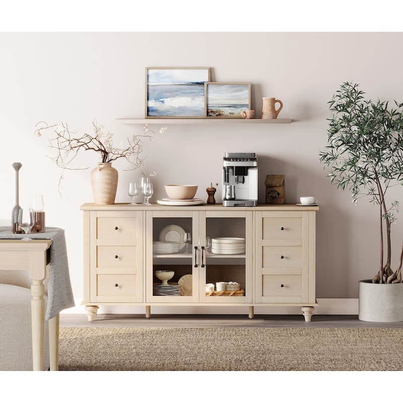 Farmhouse Sideboard with Glass Door, Buffet & cabinet for Kitchen