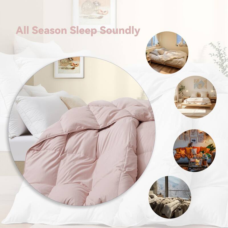 All Season Medium to Extra Warmth White Feather Down Comforter Duvet Insert