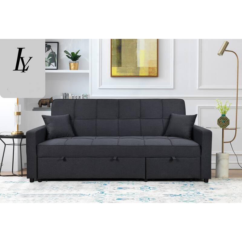 Roomfitters 83" Oversized Upholstered Sofa Bed with Pull-Out Couch Bed & Adjustable Backrest, 3-Seater Convertible Sleeper Sofa - Dark Grey
