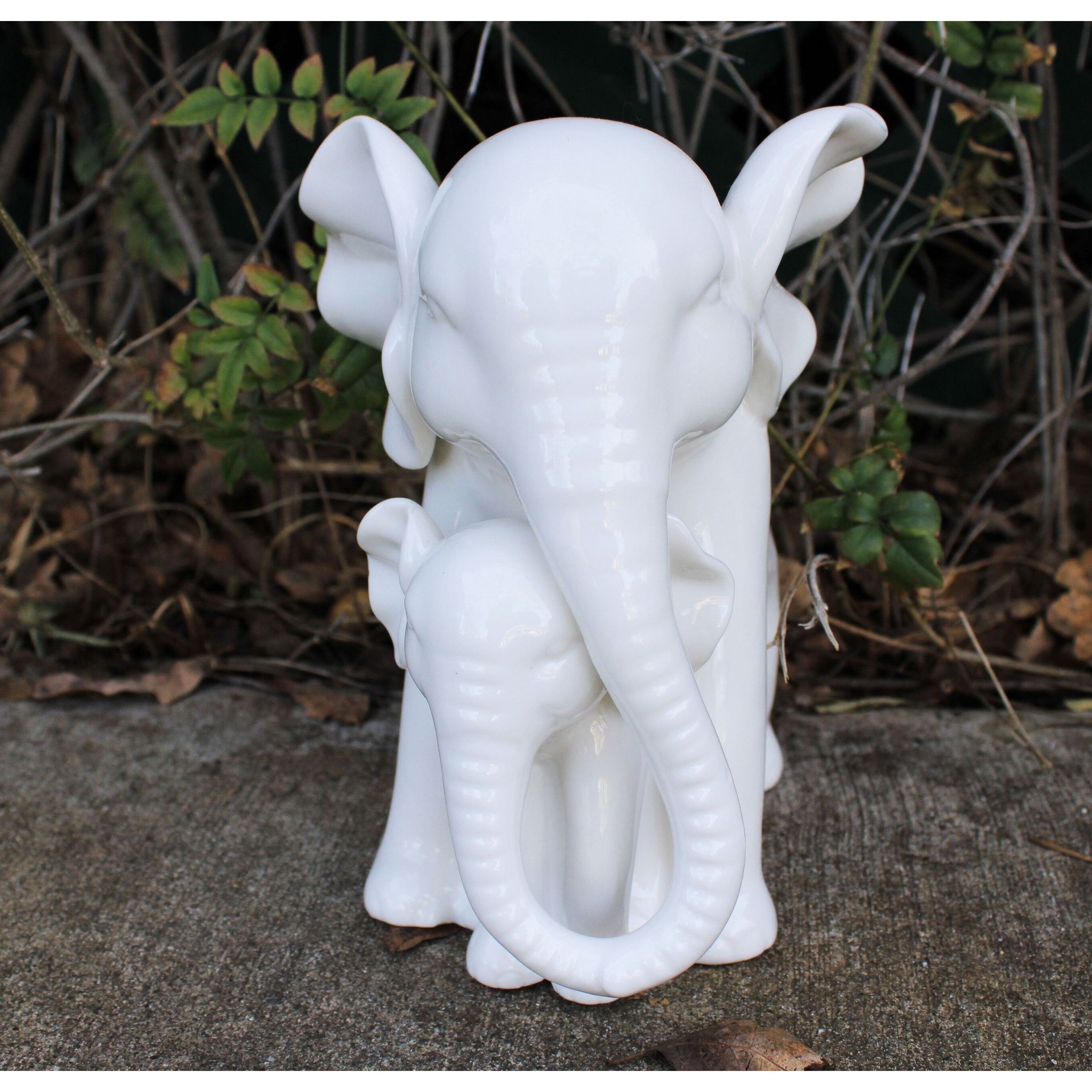 White Elephant Mother & Baby Figurine Ornament Sculpture Housewarming Gifts 