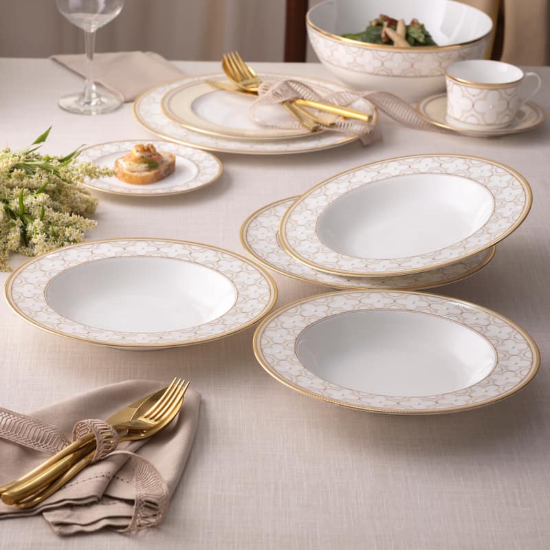 Noritake Trefolio Gold Set Of 4 Soup Bowls, 8-1/2", 12 oz.