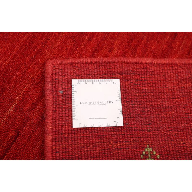 ECARPETGALLERY Hand Loomed Kashkuli Gabbeh Red Wool Rug - 4'11 x 7'9