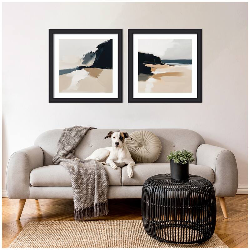 Kate and Laurel Coastal Sand Modern Abstract 1 & 2 2 Piece Framed Wall Art Print Set by The Creative Bunch Studio