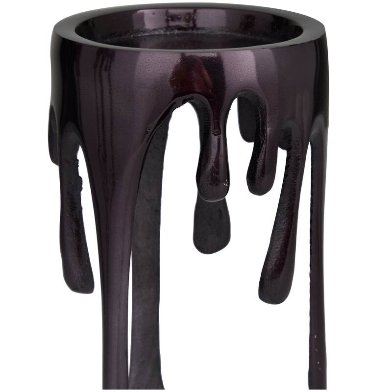 Aluminum Metal Abstract Melting Drip Candle Holder - Set of 3 Gold, Silver, Black or Copper - CosmoLiving by Cosmopolitan.