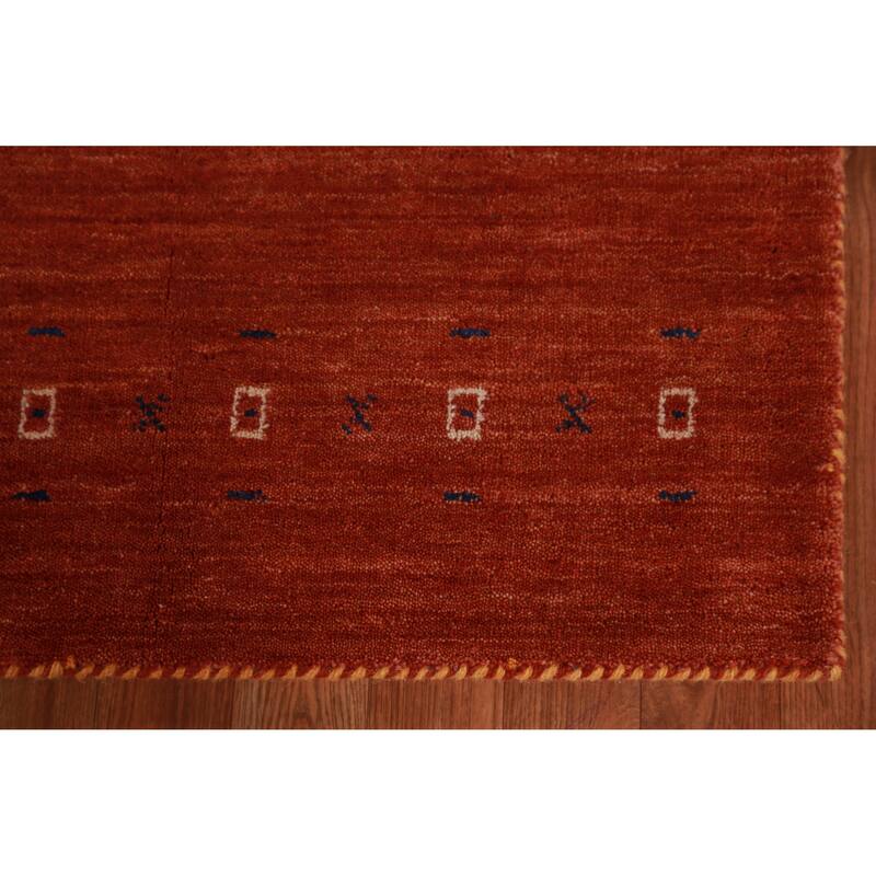 Hand Knotted Oriental 100% Wool Carpet Tribal Animal Pictorial Oranges & Rust Gabbeh Area Rug - 4' 11'' X 2' 10''
