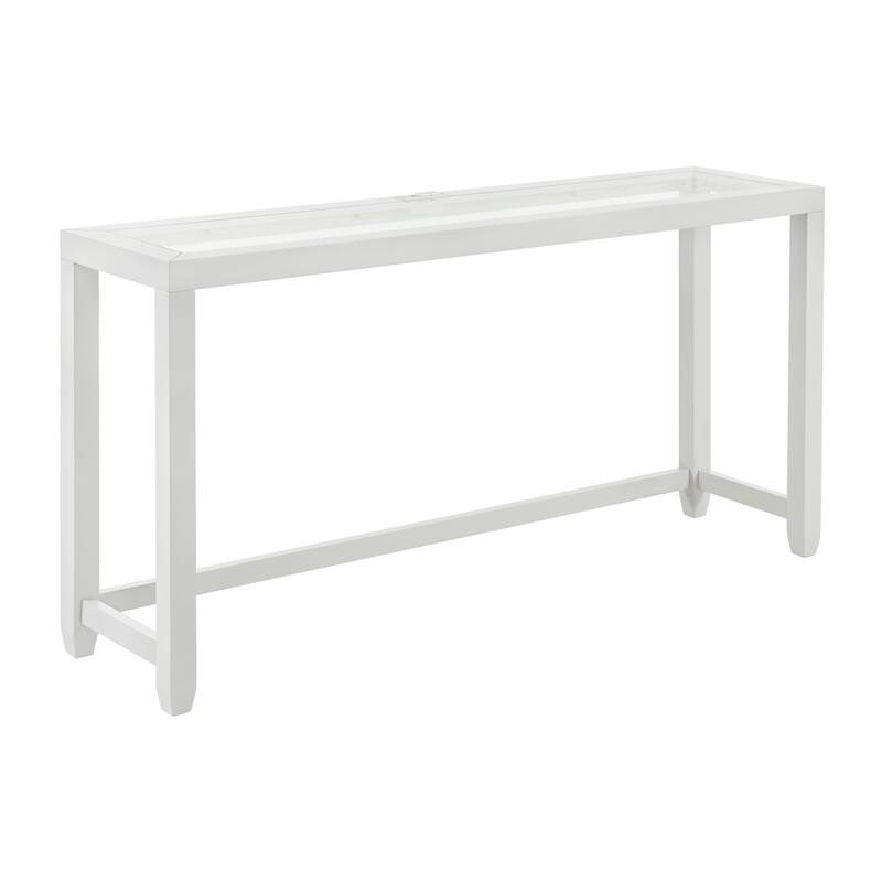 Cordero Wood Glass Top 72-Inch Wide Counter Height Console Bar Table and 3 Stools Set