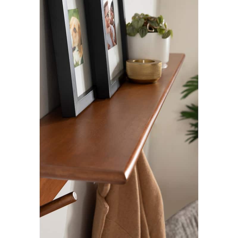 Kate and Laurel Alta Floating Wood Shelf with 5 Posts