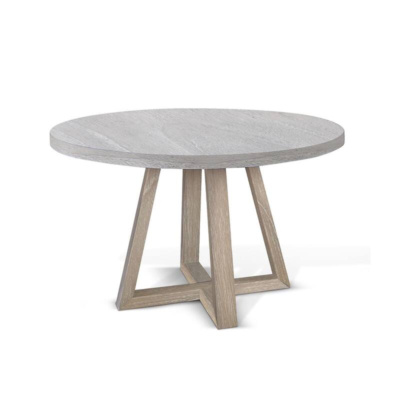 Dilly Dining Table, 60 Inch Round, Pedestal Base, Wheat Light Gray Wood - Light Gray, Natural Wheat Gray