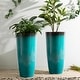 preview thumbnail 2 of 47, Glitzhome 30"H Set of 2 Oversized Gradient Cobalt Blue/Turquoise/Red Tall Plastic Planter