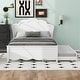 preview thumbnail 1 of 14, White Full Size Platform Bed wFlower Shape Headboard for Kids Teens, Wood Bed Frame wTrundle, Slat Support, No Box Spring Need White - Full
