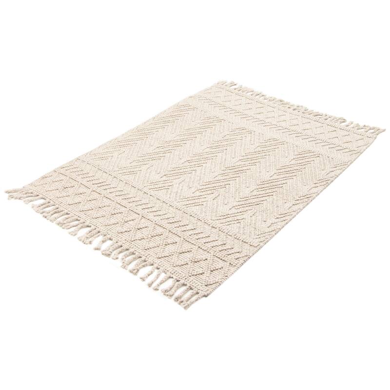 ECARPETGALLERY Braid weave Sienna Grey Wool Rug - 5'4 x 7'1