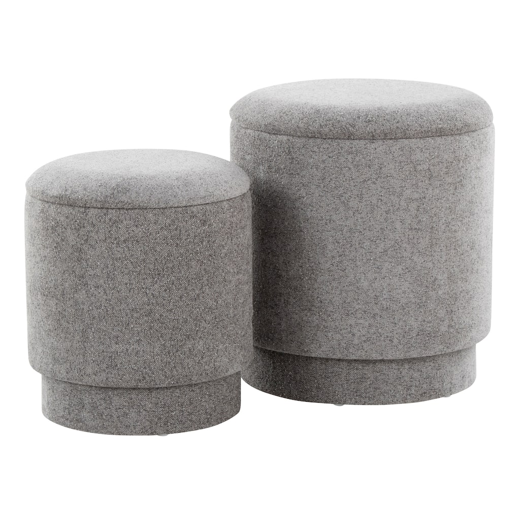 Marla Upholstered Contemporary Ottoman Set in Fabric by LumiSource
