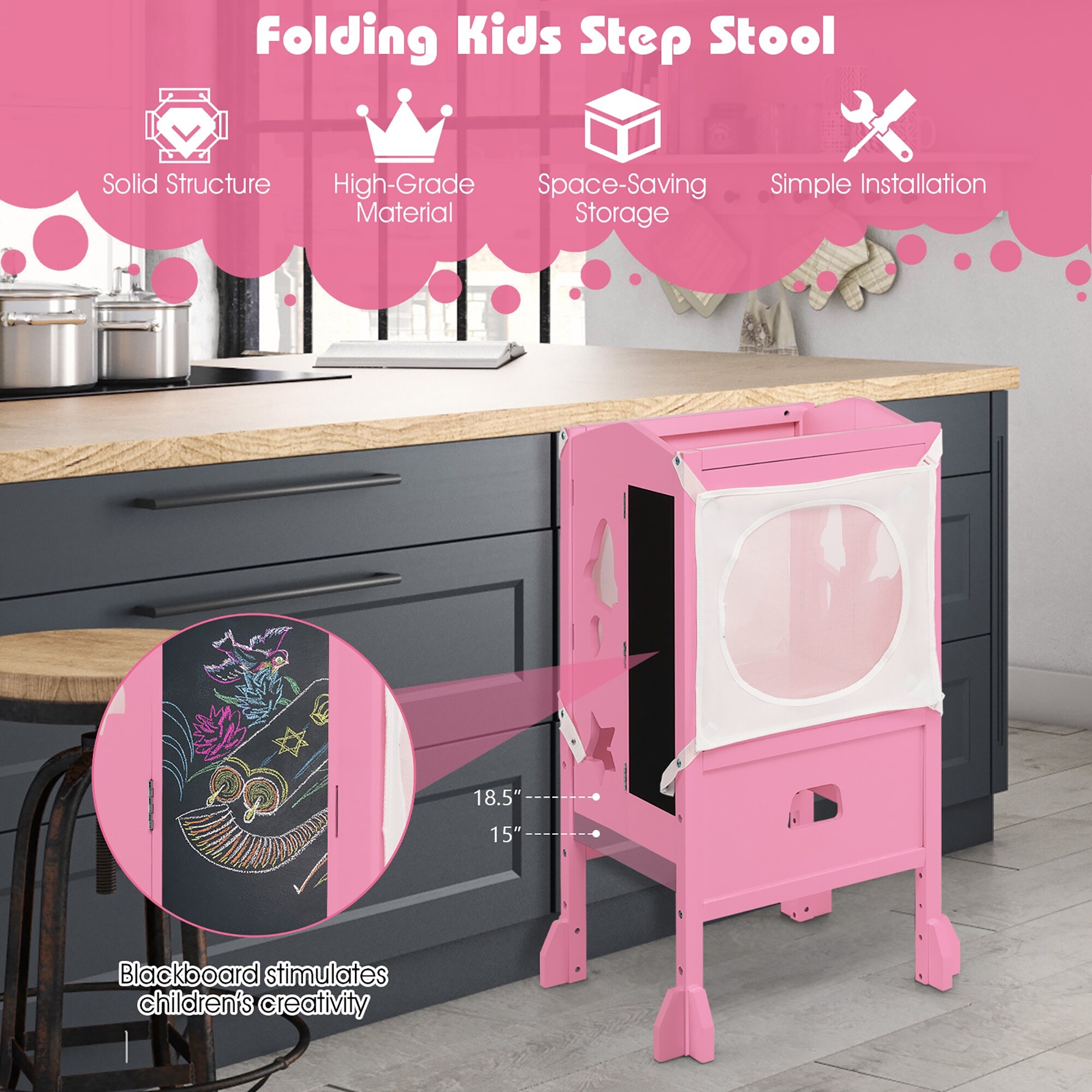 Folding wooden hotsell kitchen step stool