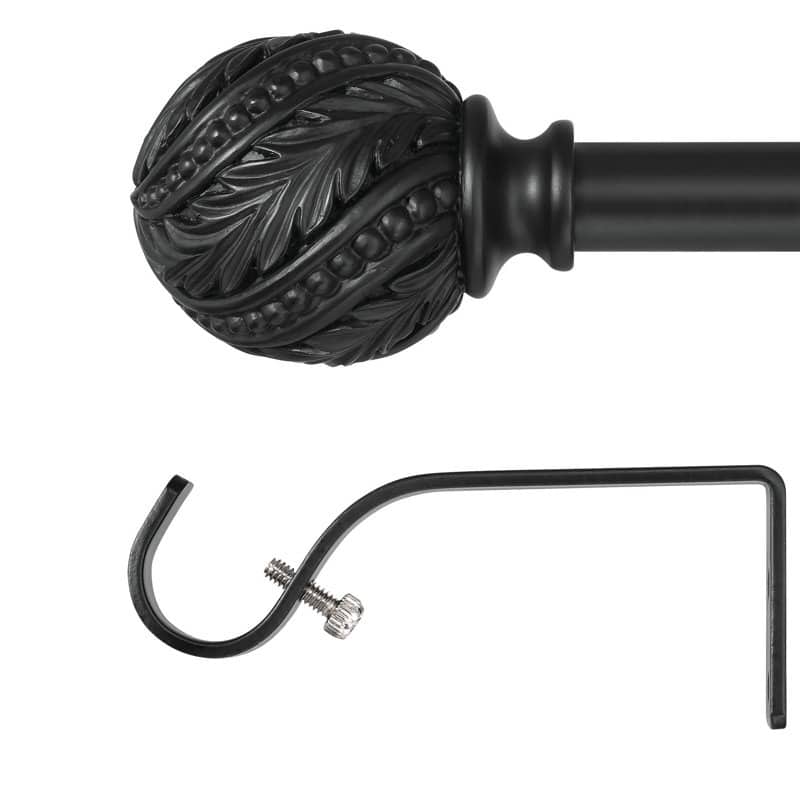 Debuono Black Adjustable Curtain Rod with Final Set