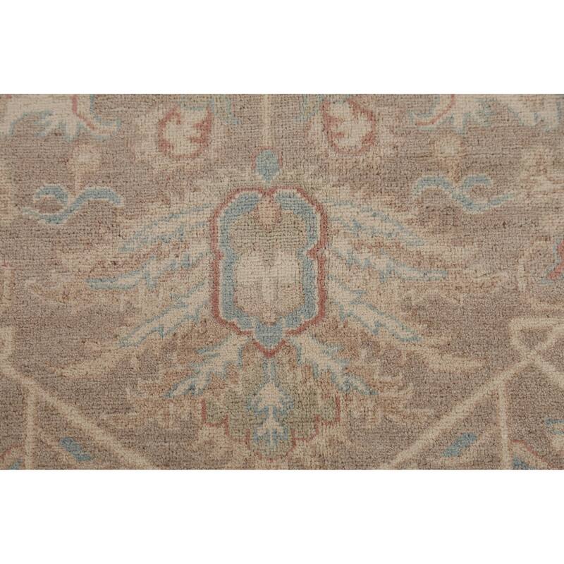 Hand Knotted Oriental 100% Wool Carpet Transitional Floral Beige & Ivories Oushak Area Rug - 9' 9'' X 8' 0''