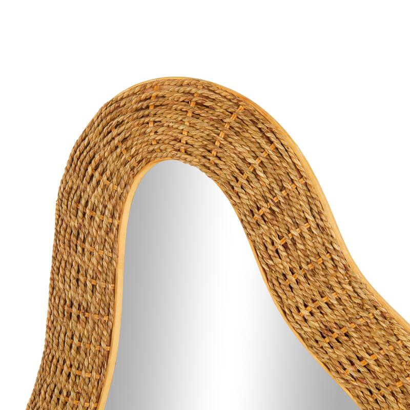 Seagrass Abstract Handmade Woven Oval Room Wall Mirror - Brown - Roche River Decor