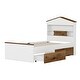 preview thumbnail 14 of 12, Twin Size House-Shaped Wooden Platform Bed with Storage Headboard, Two Drawers