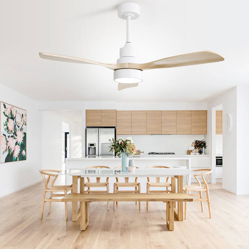 48 Inch Smart Wood Ceiling Fan with Light and Remote/App Control, Integrated LED Included
