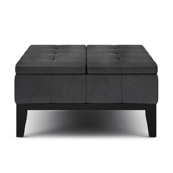 Wyndenhall Lancaster 36 In Faux Leather Square Table Ottoman Overstock 8361241