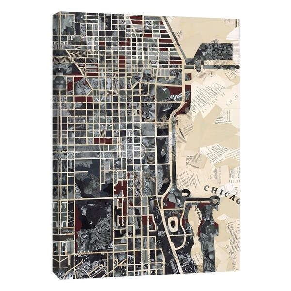 PTM Images 9-105289 PTM Canvas Collection 10" x 8" - "Chicago" Giclee Maps Art Print on Canvas