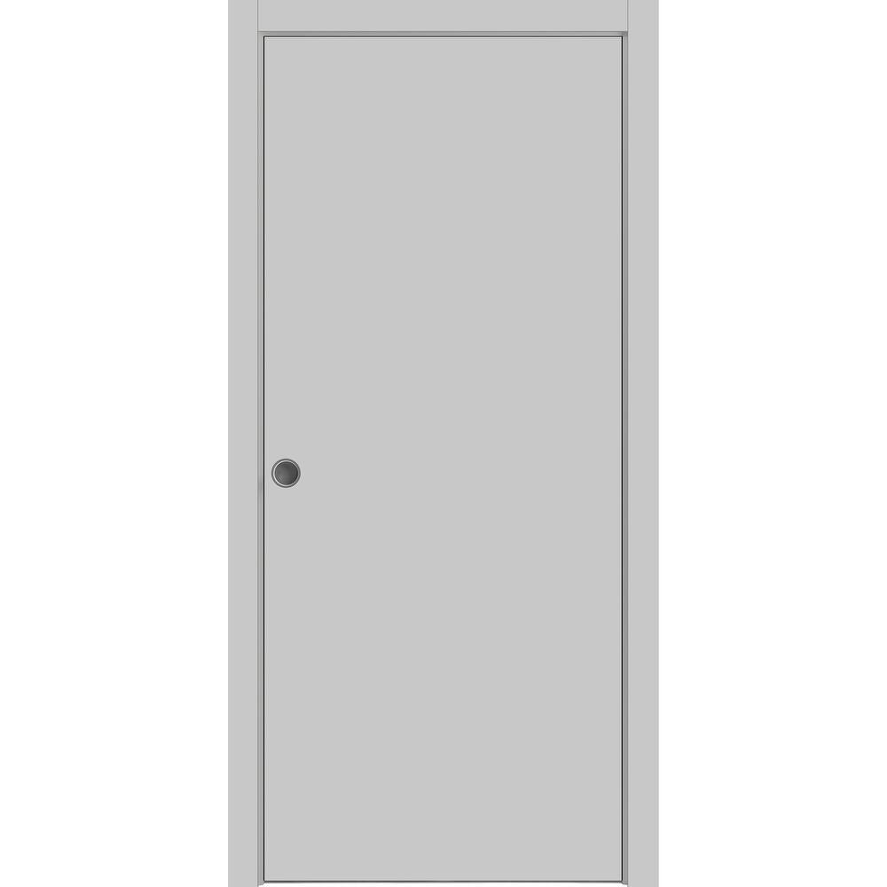 Sliding French Pocket Door 18 x 80 inches | Planum 0010 Matte Grey | Kit Trims Rail Hardware