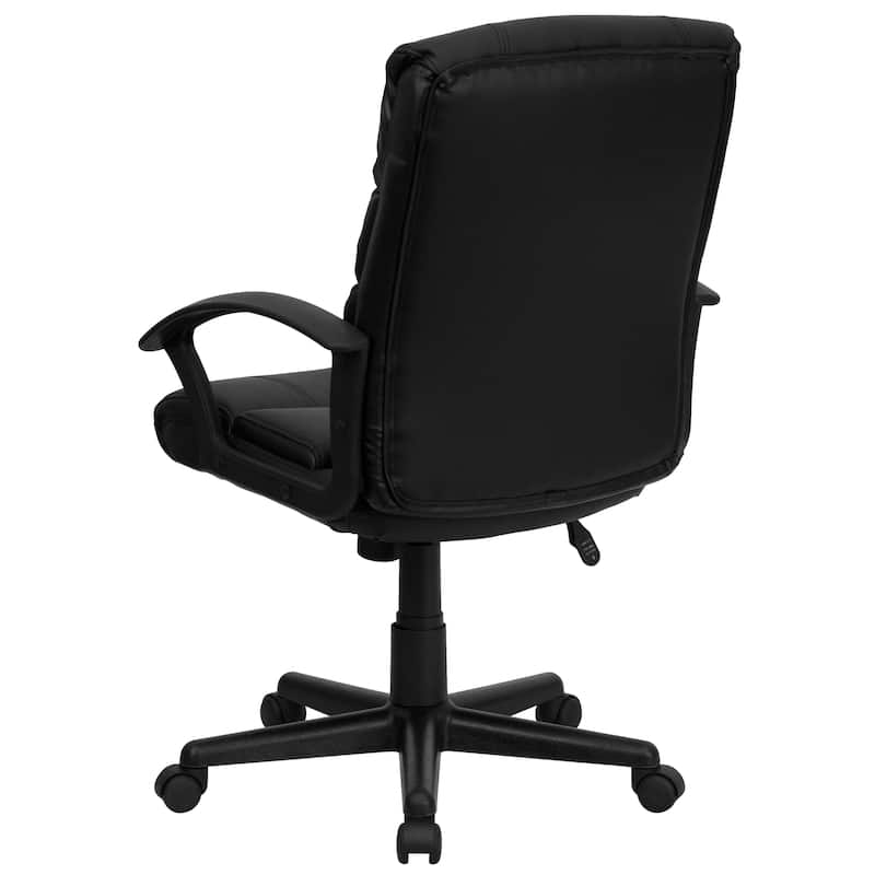 Mid-Back LeatherSoft Swivel Office Chair with Accent Divided Back and Arms
