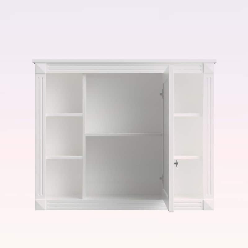 Modern Wall Mounted Bathroom Storage Cabinet with Mirror,6 Open Shelves,for Organized Bathrooms