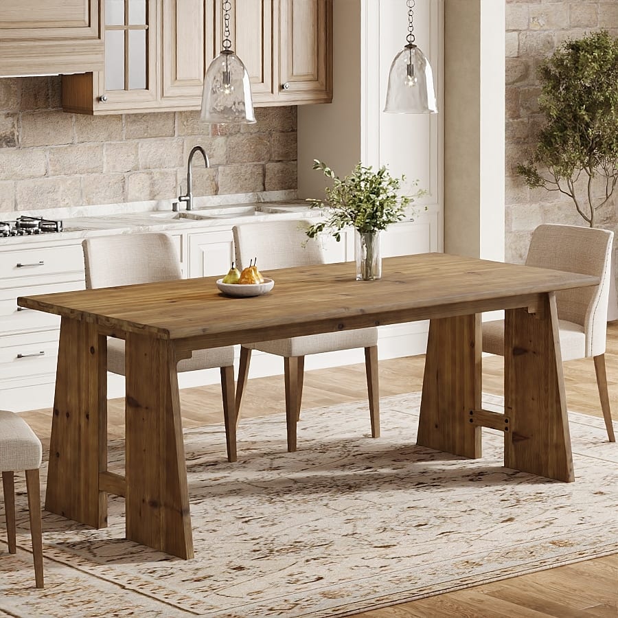70.9" Solid Wood Dining Table, Kitchen Table for 6-8 with Unique Base