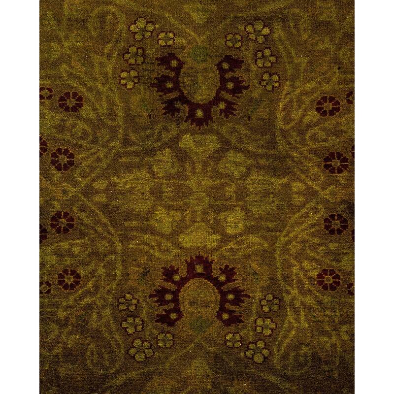 Overton Hand Knotted Wool Vintage Inspired Modern Contemporary Overdyed Brown Runner Rug - 3' 0" x 10' 8"