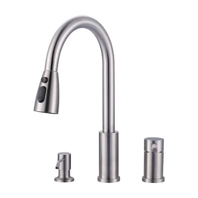 WOWOW Single Handle Pull Down Kitchen Faucet with Soap Dispenser