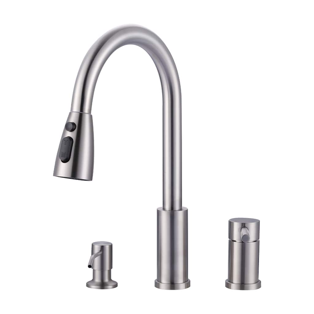 WOWOW Single Handle Pull Down Kitchen Faucet with Soap Dispenser