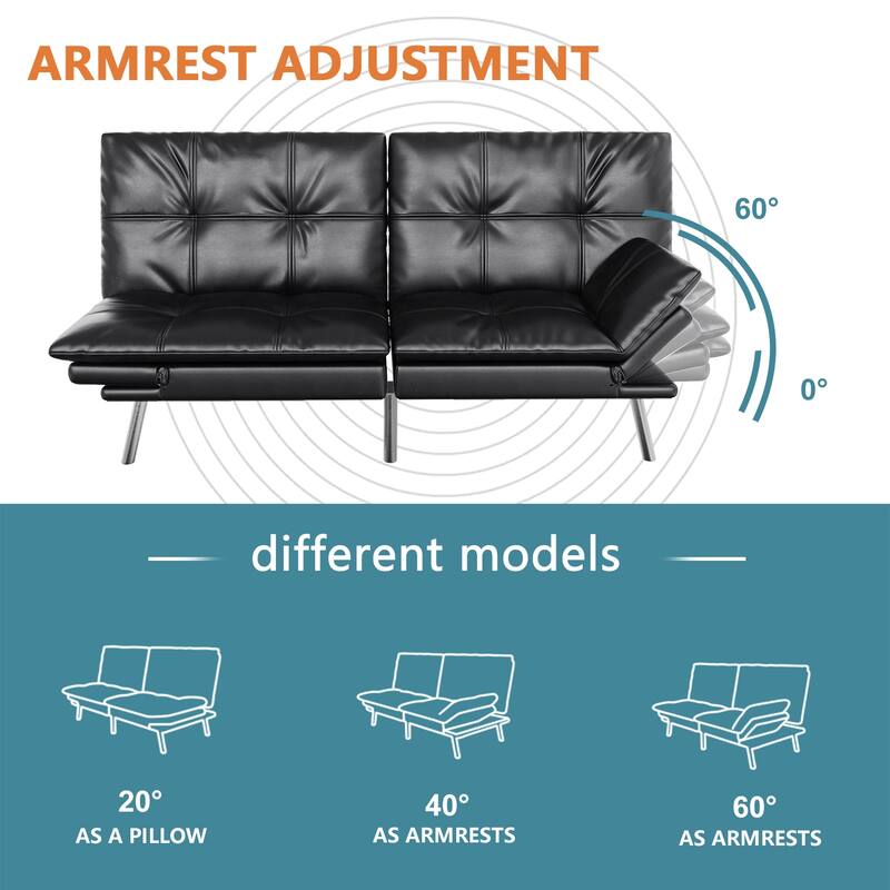 Futon Couch Sofa Bed, Faux Leather Sleeper Futons Convertible Loveseat