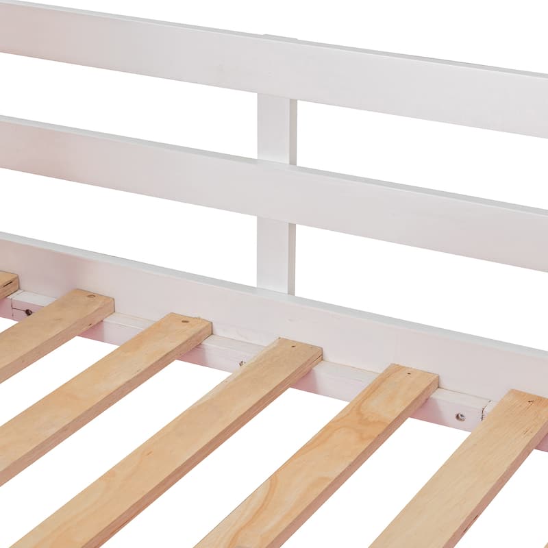 Twin Size Bunk Bed with Playhouse Tent Design and Solid Pine Wood Frame