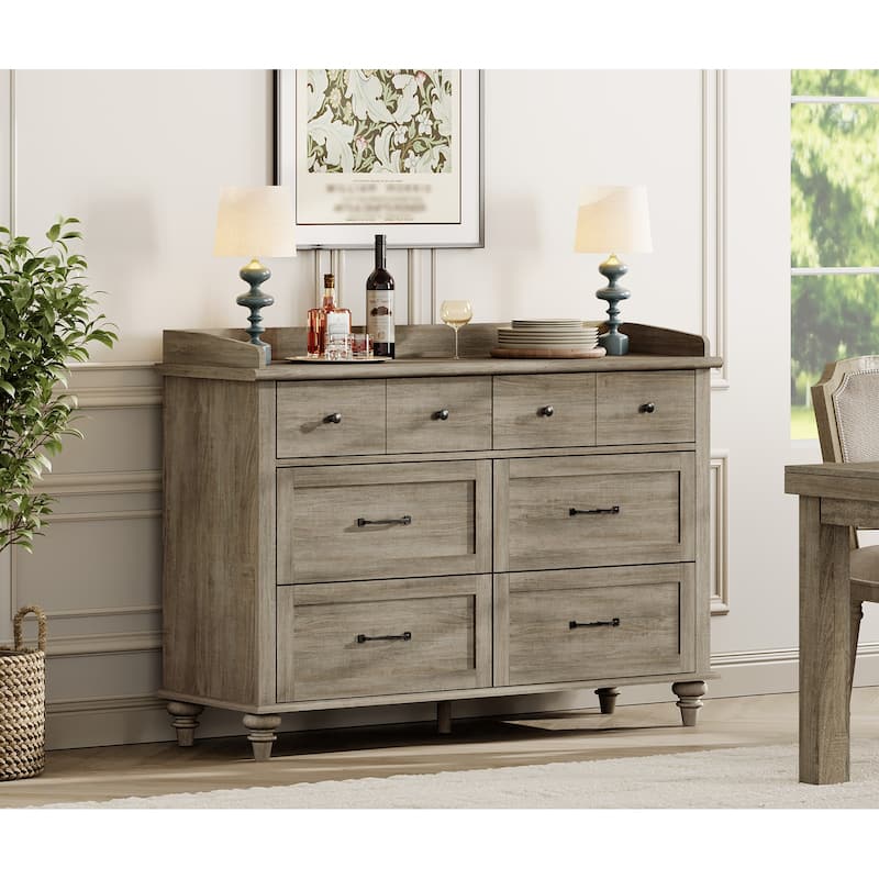 Mid Century Dresser with 5/6 Drawers, Wooden Kids Dresser for Bedroom - Grey - 6-drawer