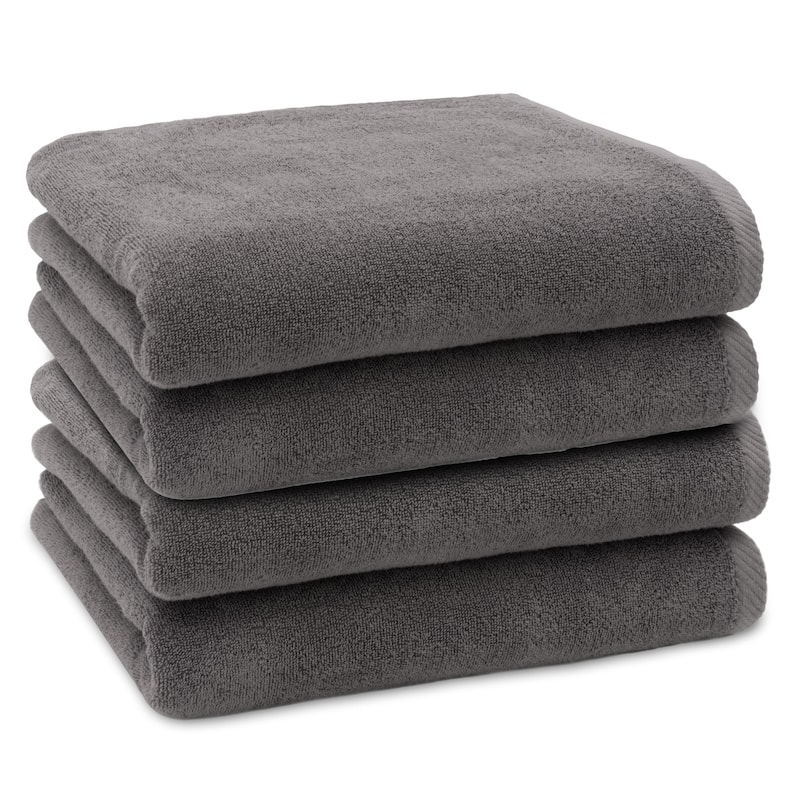 Authentic Hotel and Spa 100% Turkish Cotton Ediree Bath Towels- Set of 4 - Charcoal