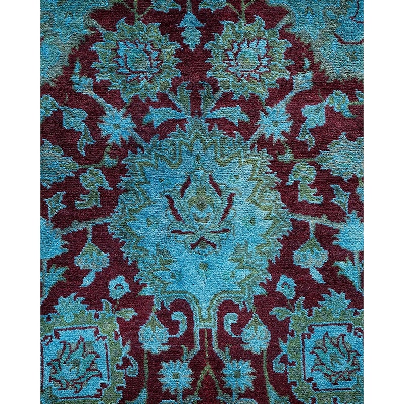 Overton Handknotted Wool Vintage Inspired Contemporary Overdyed Red Area Rug - 14' 3" x 8' 2"