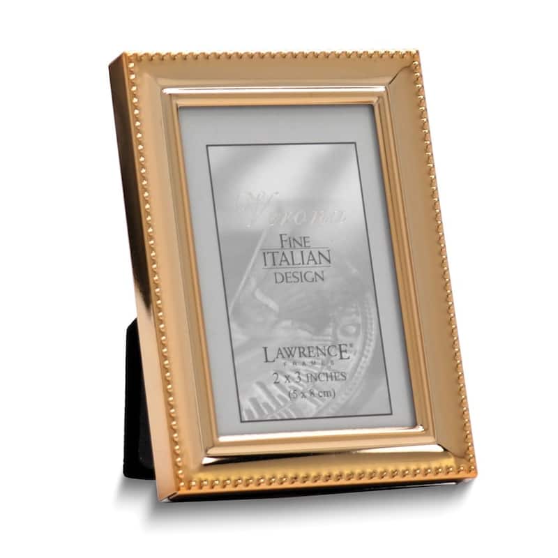 Curata Gold-Tone Polished Beaded 2x3 Photo Frame