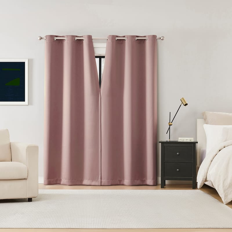 Sun Zero Sheridan Dual-Sided Magnetic Closure Total Blackout Grommet 2-Piece Curtain Panel Pair