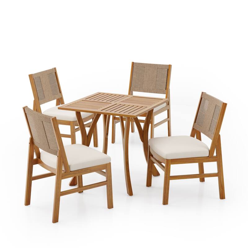 Christopher Knight Home - Outdoor Wood Dining Set Options with Handwoven Wicker Chairs and Multiple Table Styles