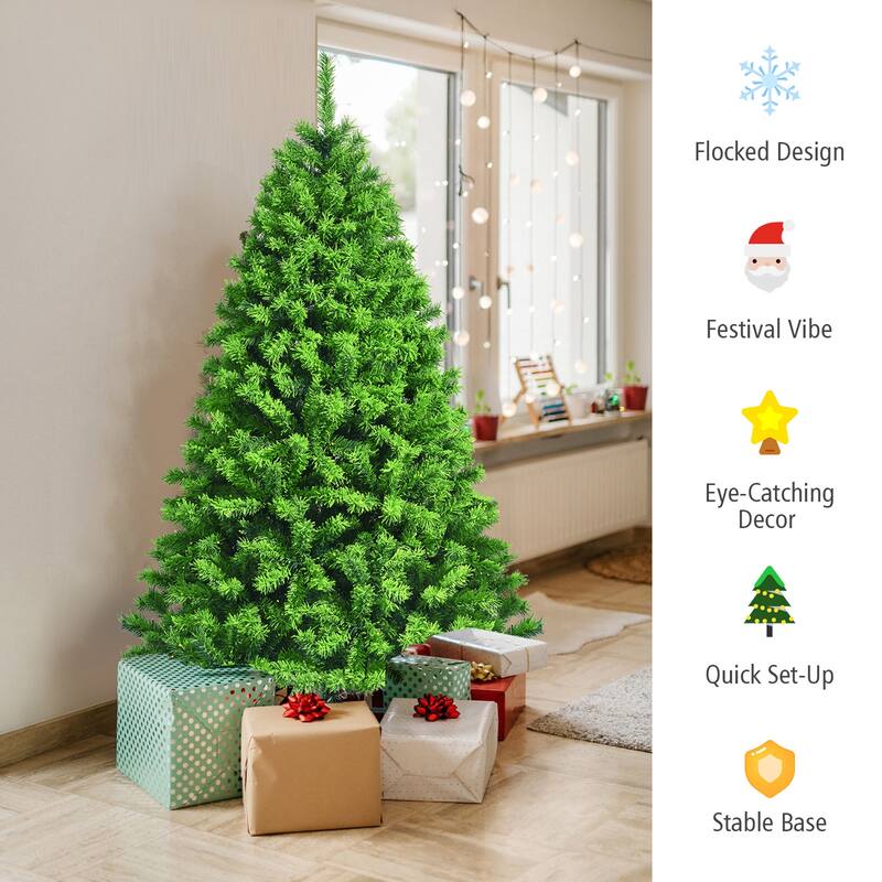 Gymax 4.5/6.5/7.5 FT Verdant Artificial Christmas Tree Hinged Green - See Details